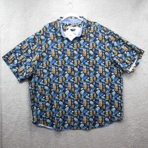 Tommy Bahama Tiki Tropics Hawaiian Shirt Mens 2XLB Black Tropical Silk